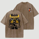 Vintage Skeleton Drinking Beer Graphic Washed T-Shirt