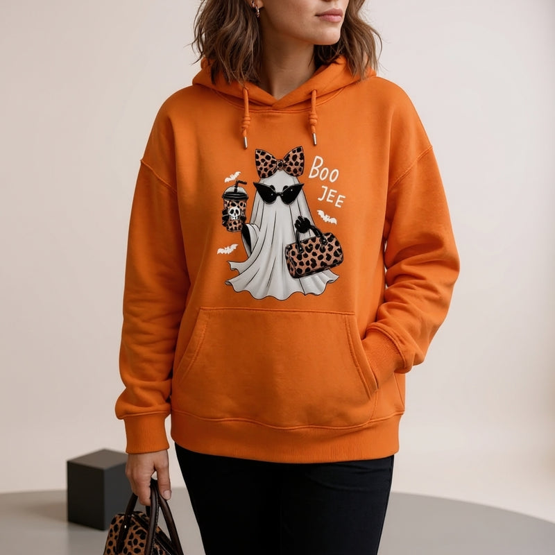 Boo-Jee Leopard Ghost Funny Fall Halloween Hoodie