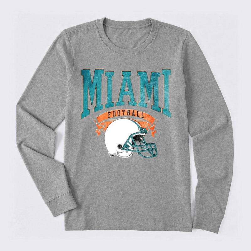 Vintage Football Hometown Team Print Long Sleeve T-Shirt