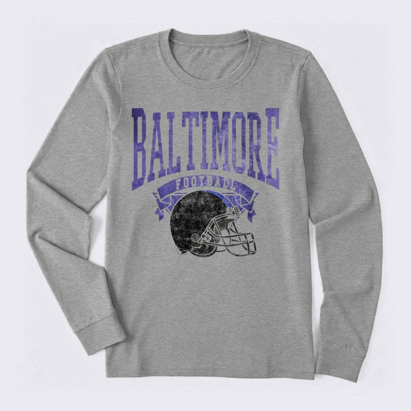 Vintage Football Hometown Team Print Long Sleeve T-Shirt