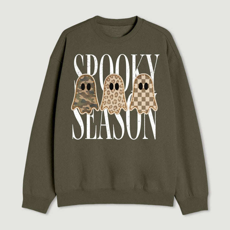 Spooky Season Ghost Camo Leopard Checkerboard Halloween Sweatshirt