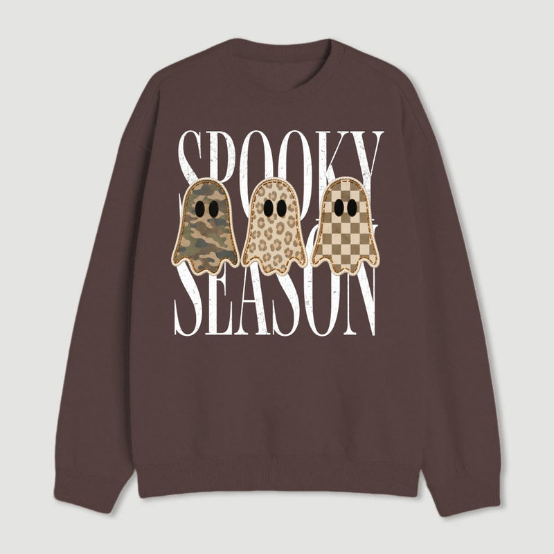 Spooky Season Ghost Camo Leopard Checkerboard Halloween Sweatshirt