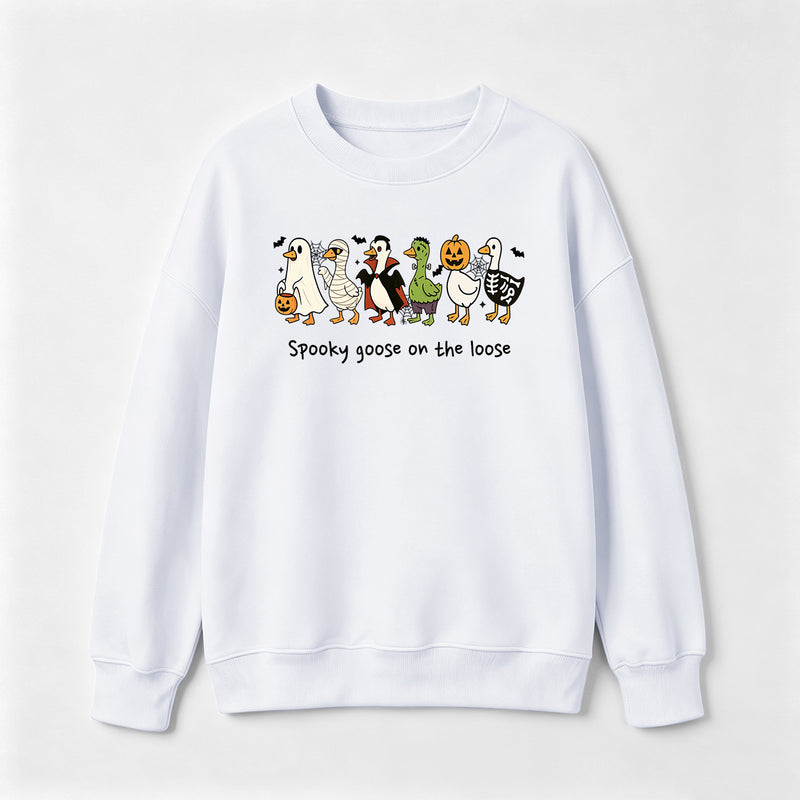 Spooky Goose on the Loose Funny Halloween Sweatshirt