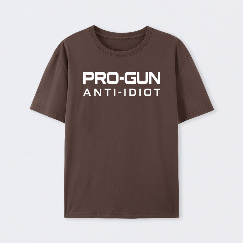 Pro Gun Anti Idiot Graphic Print Cotton T-Shirt