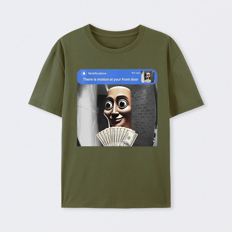 There is movement at your front door Tung Tung Tung Sahur meme cotton T-shirt