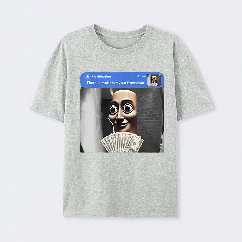 There is movement at your front door Tung Tung Tung Sahur meme cotton T-shirt