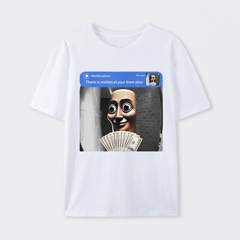There is movement at your front door Tung Tung Tung Sahur meme cotton T-shirt