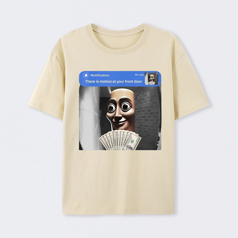 There is movement at your front door Tung Tung Tung Sahur meme cotton T-shirt