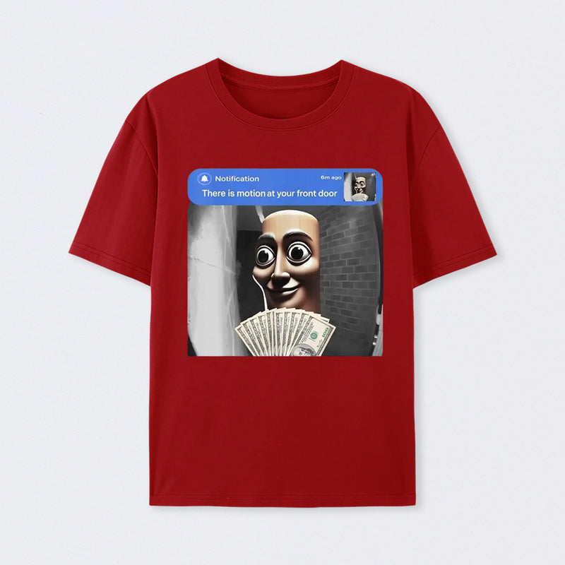 There is movement at your front door Tung Tung Tung Sahur meme cotton T-shirt