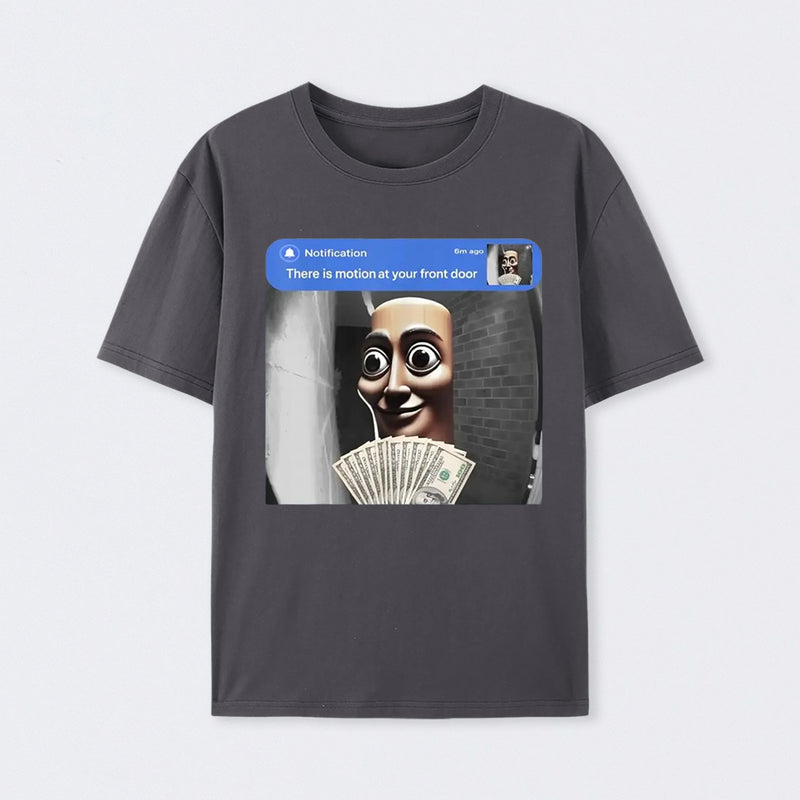 There is movement at your front door Tung Tung Tung Sahur meme cotton T-shirt