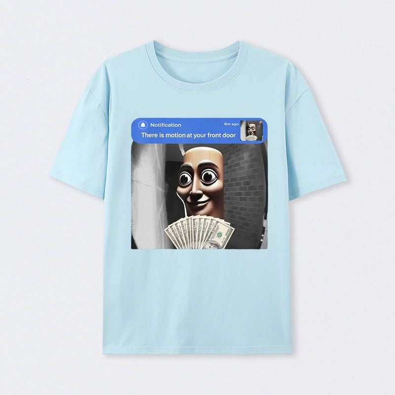 There is movement at your front door Tung Tung Tung Sahur meme cotton T-shirt