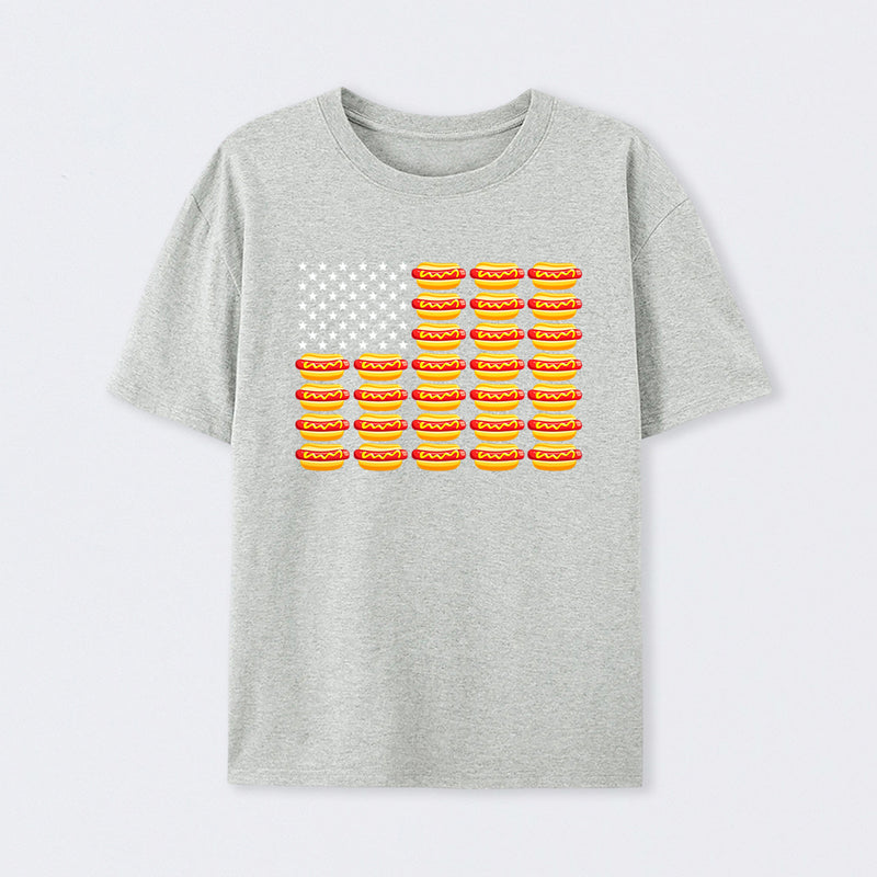 Hot Dog American Flag July 4th Patriotic Summer BBQ Funny T-Shirt