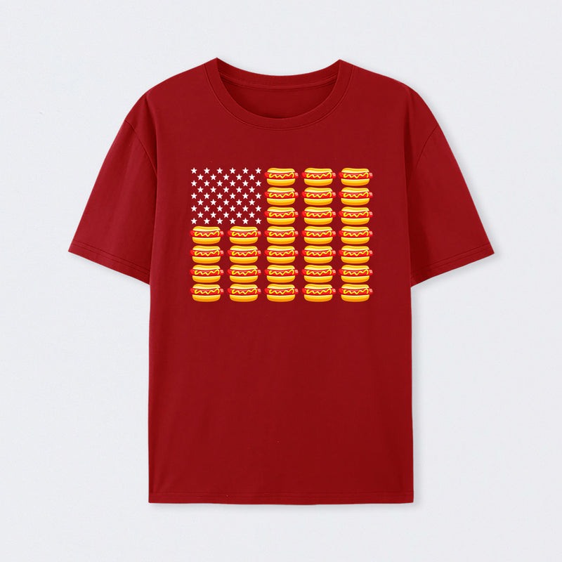 Hot Dog American Flag July 4th Patriotic Summer BBQ Funny T-Shirt