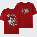 Vintage Dark Streetwear Street Style Star Flame Design T-shirt