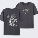 Vintage Dark Streetwear Street Style Star Flame Design T-shirt