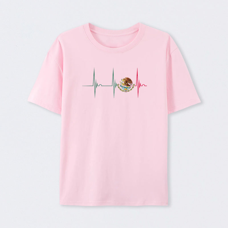 Mexico Heartbeat EKG Pulse Mexican Pride Emblem T-Shirt
