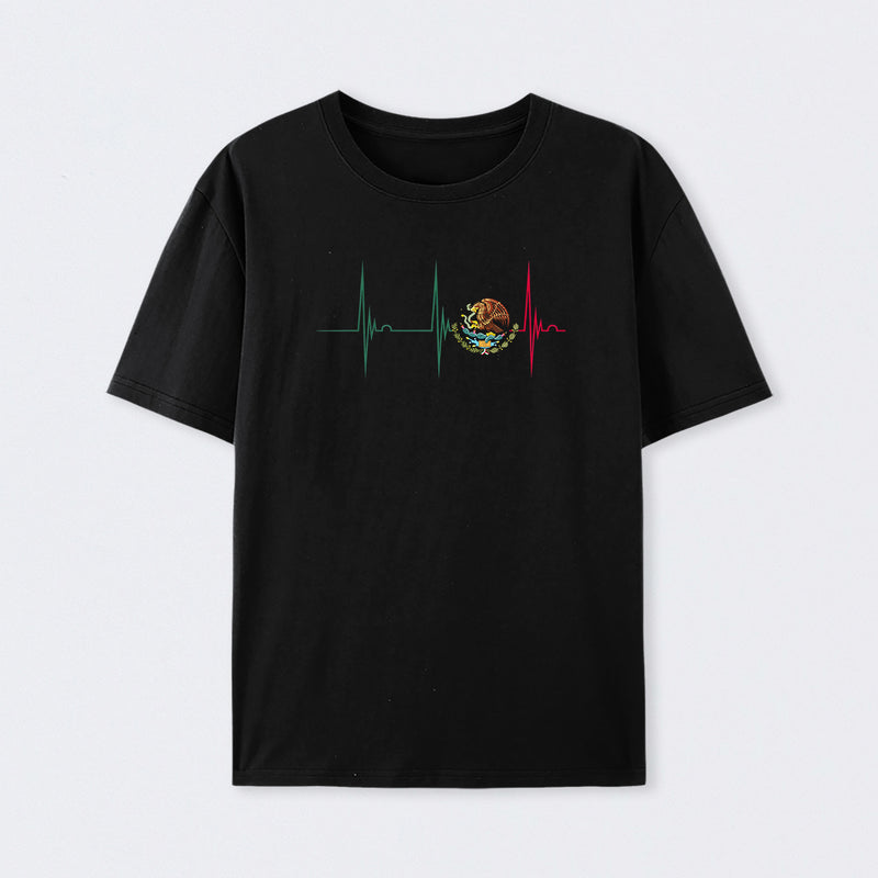 Mexico Heartbeat EKG Pulse Mexican Pride Emblem T-Shirt