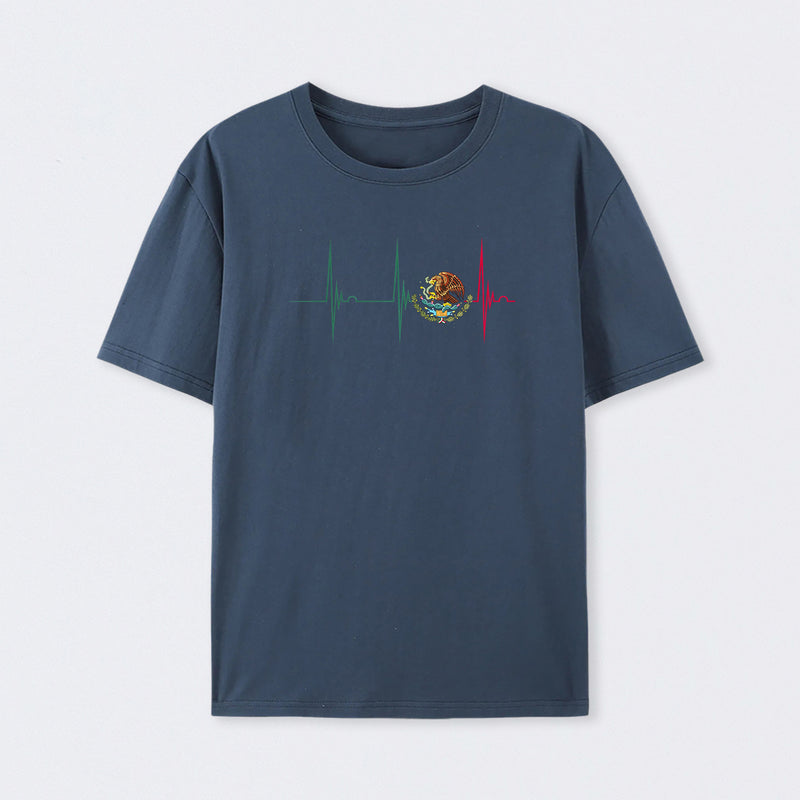 Mexico Heartbeat EKG Pulse Mexican Pride Emblem T-Shirt
