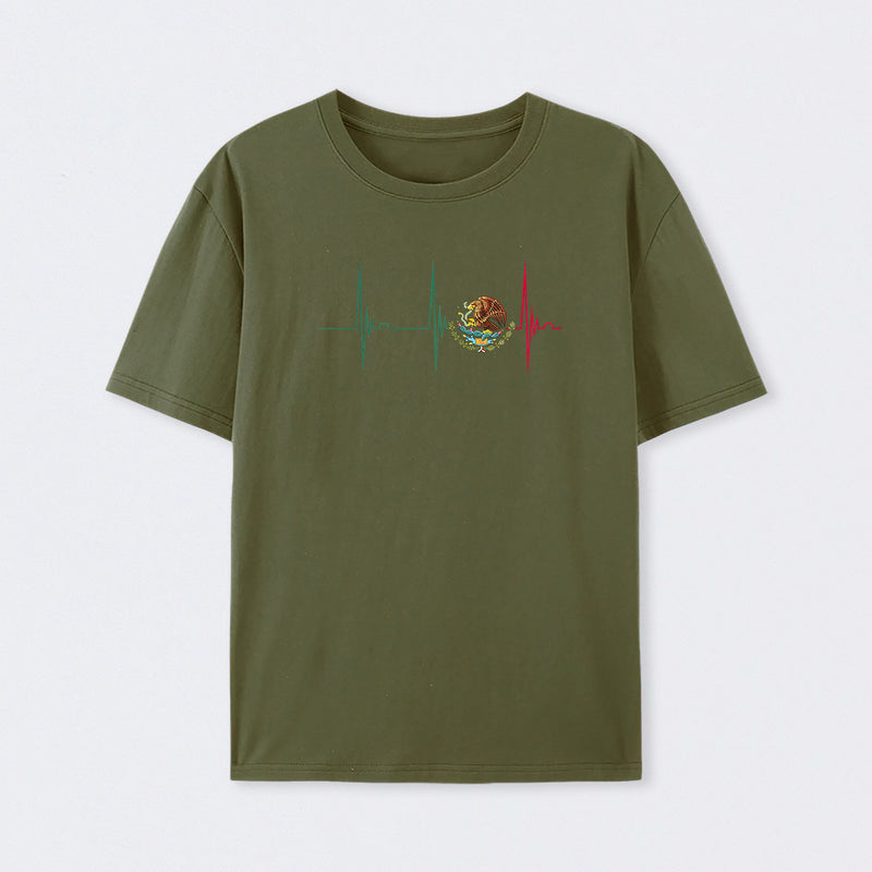 Mexico Heartbeat EKG Pulse Mexican Pride Emblem T-Shirt