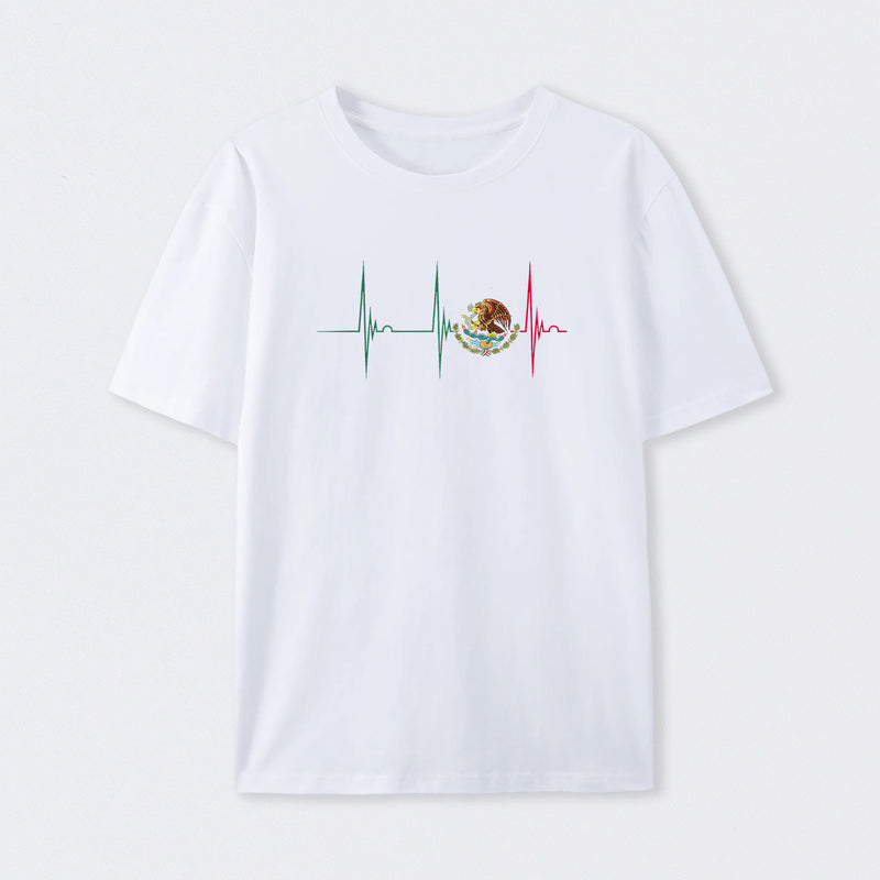 Mexico Heartbeat EKG Pulse Mexican Pride Emblem T-Shirt