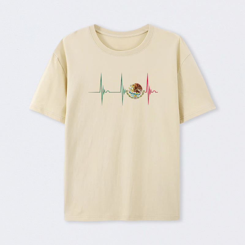 Mexico Heartbeat EKG Pulse Mexican Pride Emblem T-Shirt