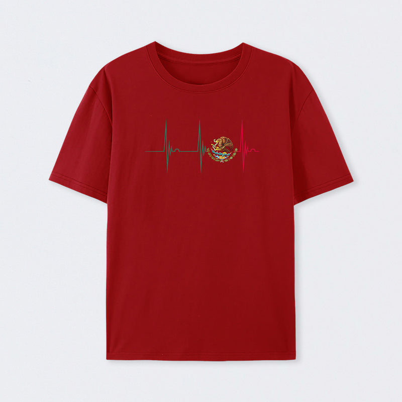 Mexico Heartbeat EKG Pulse Mexican Pride Emblem T-Shirt