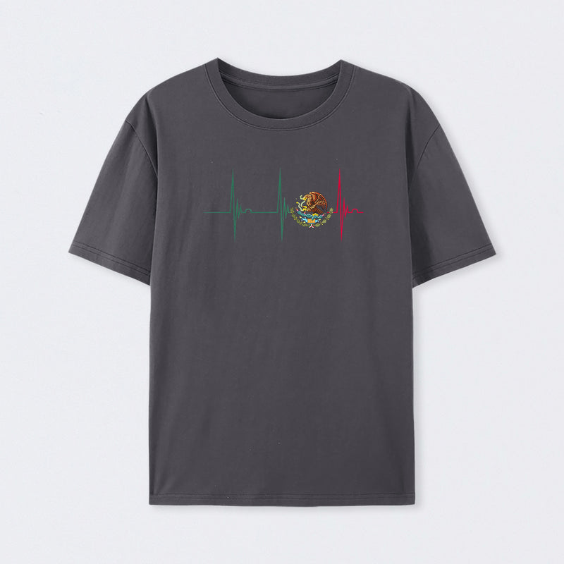 Mexico Heartbeat EKG Pulse Mexican Pride Emblem T-Shirt
