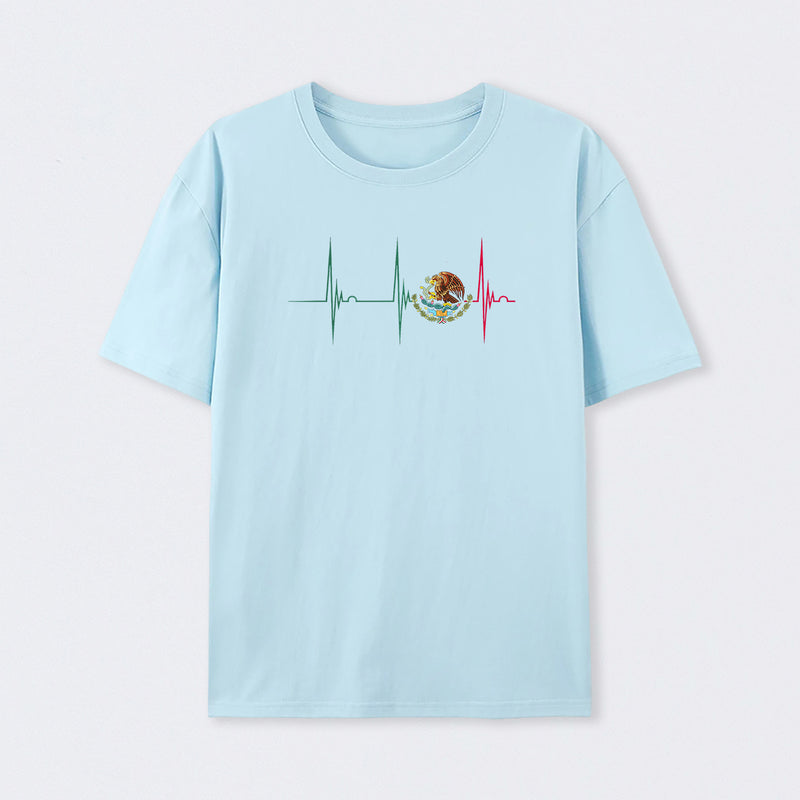 Mexico Heartbeat EKG Pulse Mexican Pride Emblem T-Shirt
