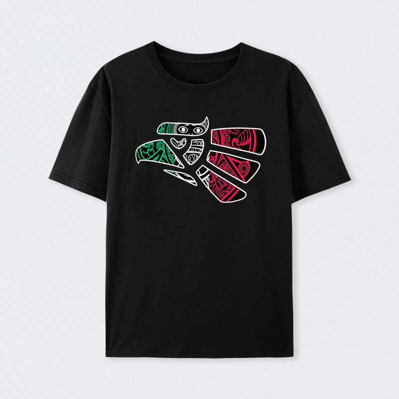Latino Heritage Green White Red Mexico Eagle Tribal Art Design T-Shirt