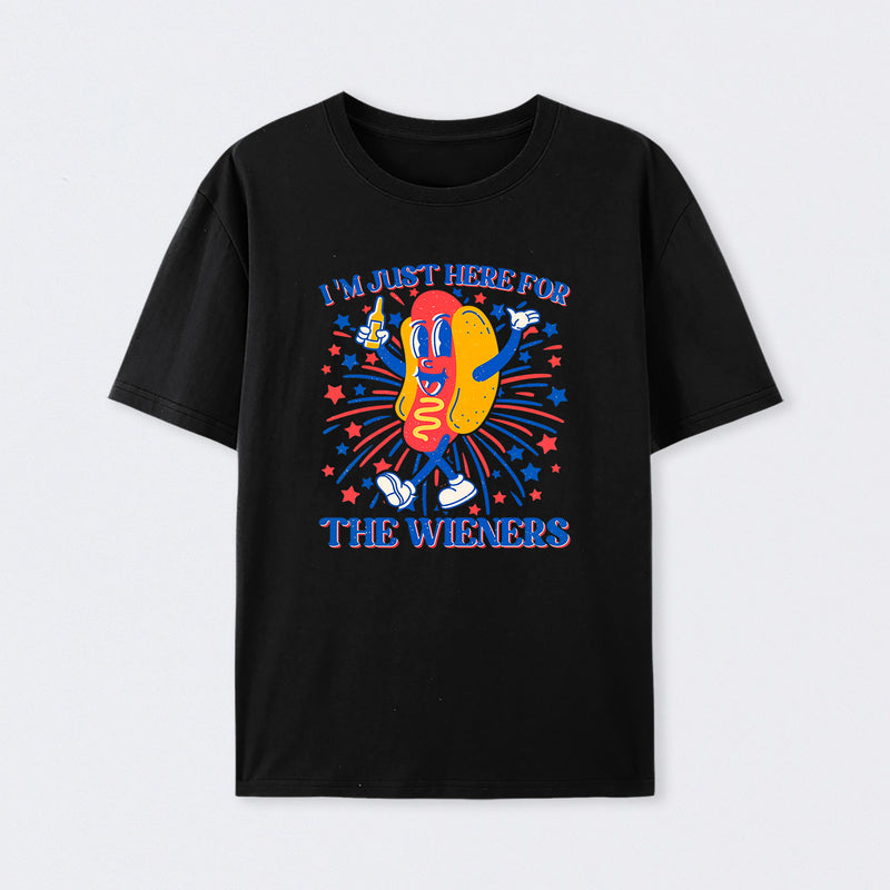 Hot Dog I'm Just Here for The Wieners 4Th of July T-Shirt