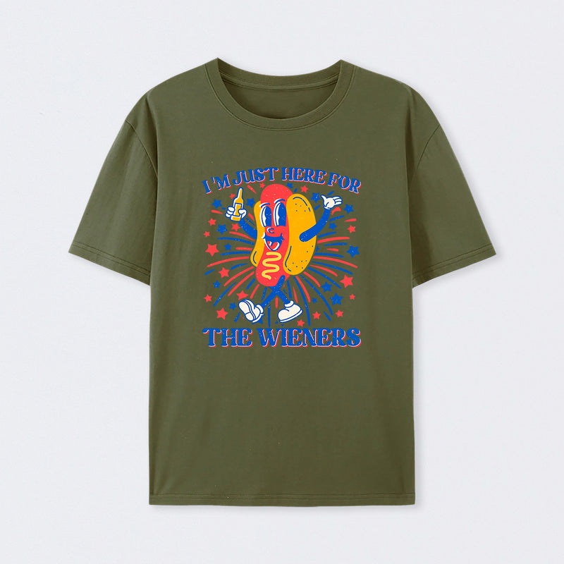 Hot Dog I'm Just Here for The Wieners 4Th of July T-Shirt