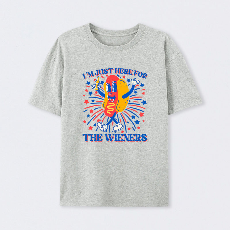 Hot Dog I'm Just Here for The Wieners 4Th of July T-Shirt