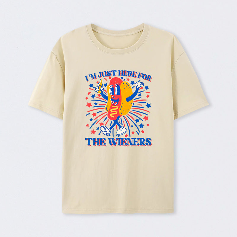 Hot Dog I'm Just Here for The Wieners 4Th of July T-Shirt