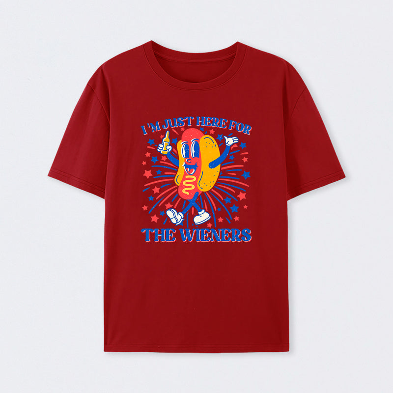 Hot Dog I'm Just Here for The Wieners 4Th of July T-Shirt