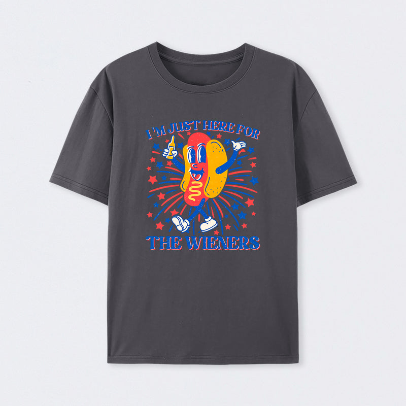 Hot Dog I'm Just Here for The Wieners 4Th of July T-Shirt