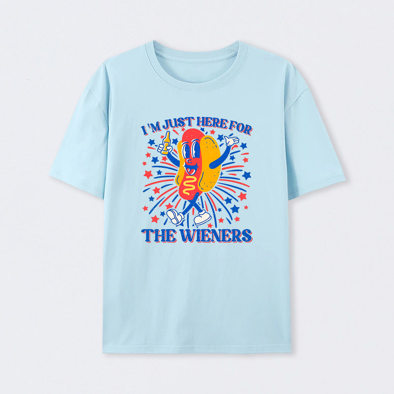 Hot Dog I'm Just Here for The Wieners 4Th of July T-Shirt