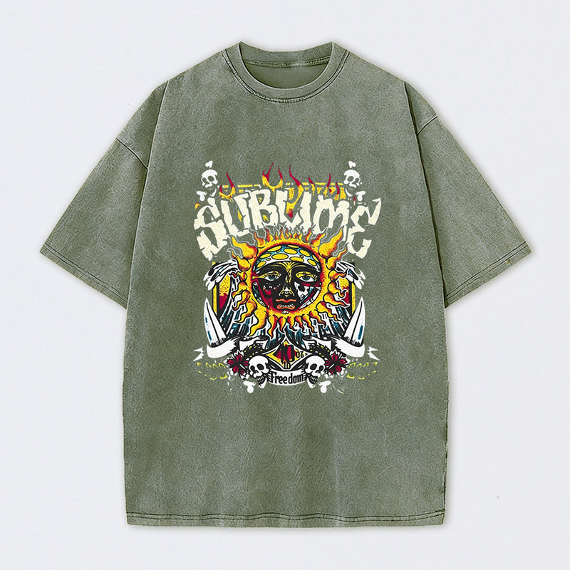 Vintage Sun Pattern Oversized T-Shirt