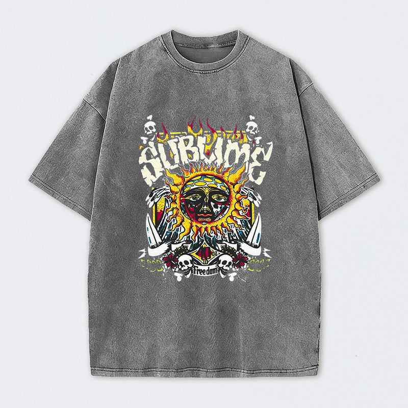 Vintage Sun Pattern Oversized T-Shirt