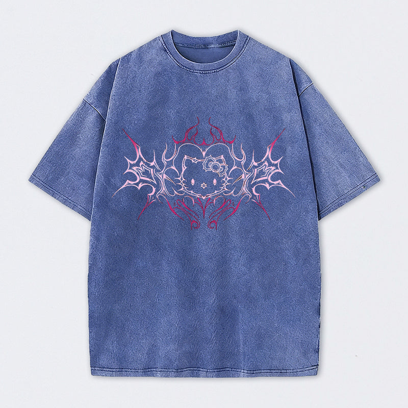Y2K Pink Tribal Kitty Graphic Cat Vintage T-Shirt