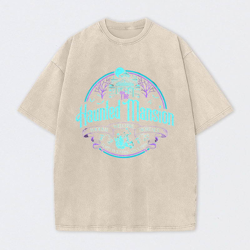 Haunted Mansion Gothic Horror House Ghosts Halloween Washed T-Shirt