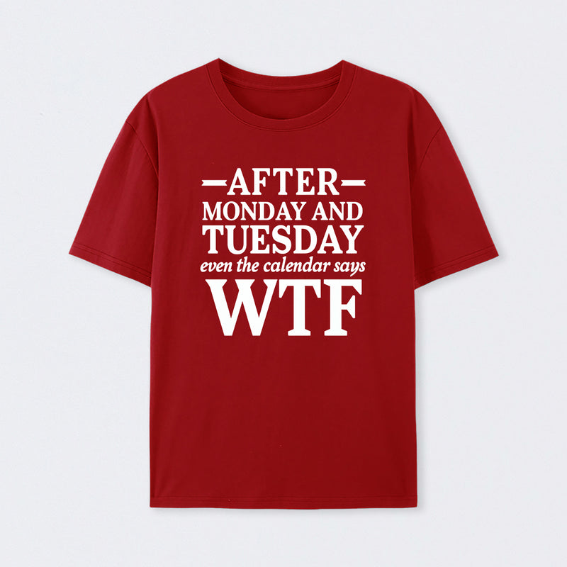 After Monday And Tuesday Even The Calendar Says WTF Humorous T-Shirt