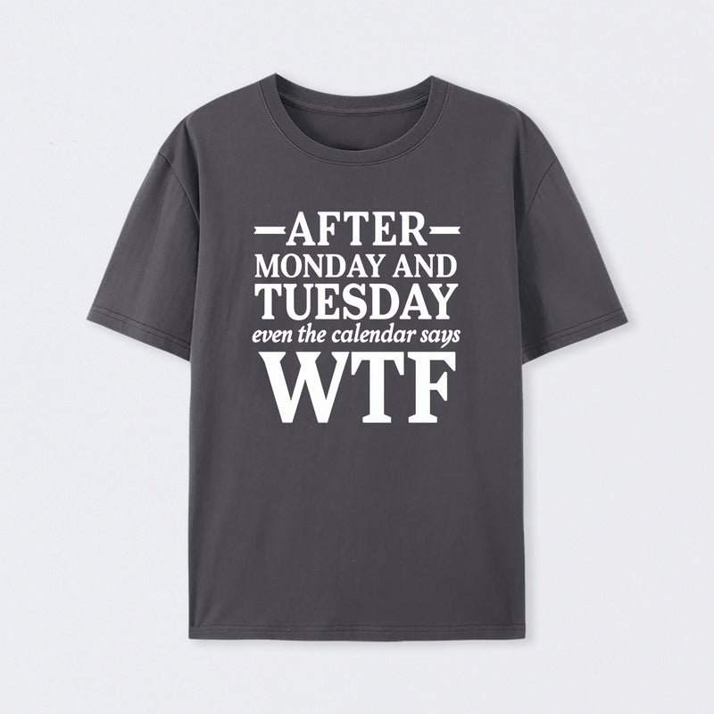 After Monday And Tuesday Even The Calendar Says WTF Humorous T-Shirt