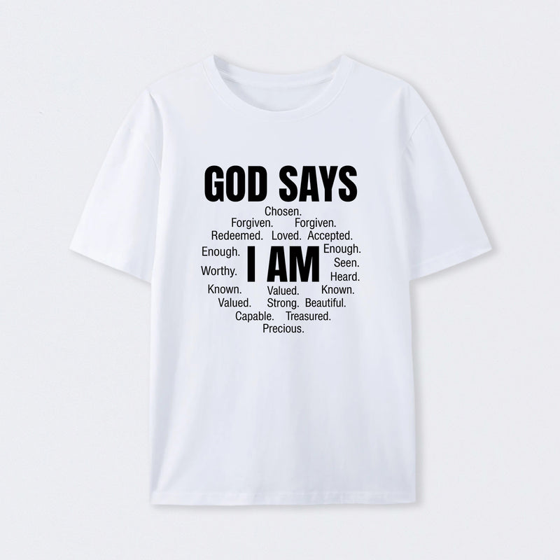 Christian Shirt Women God Says I Am Graphic T-Shirt