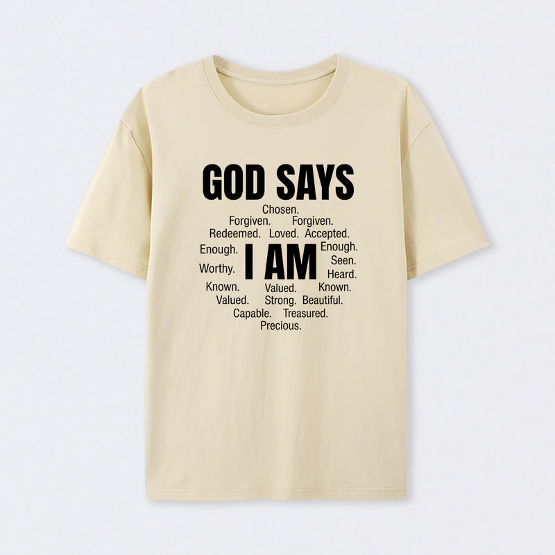 Christian Shirt Women God Says I Am Graphic T-Shirt