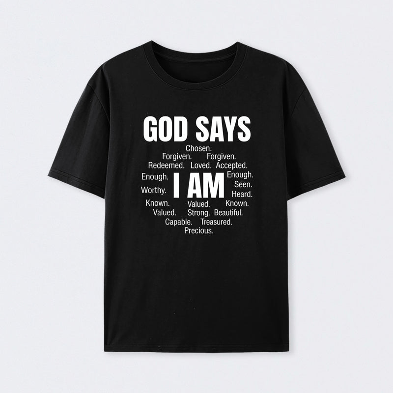 Christian Shirt Women God Says I Am Graphic T-Shirt