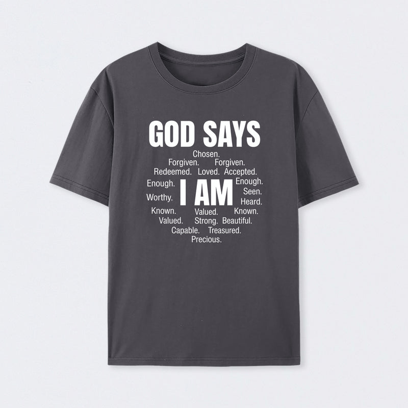 Christian Shirt Women God Says I Am Graphic T-Shirt