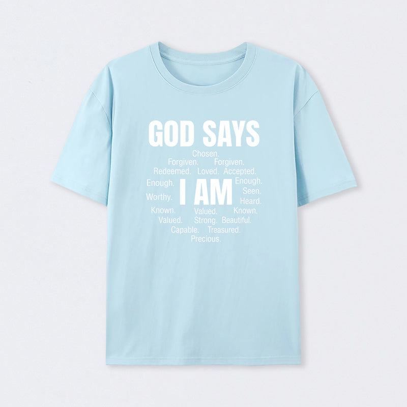 Christian Shirt Women God Says I Am Graphic T-Shirt