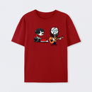 Cartoon Musicians Playing Guitar And Keyboard Graphic T-shirt