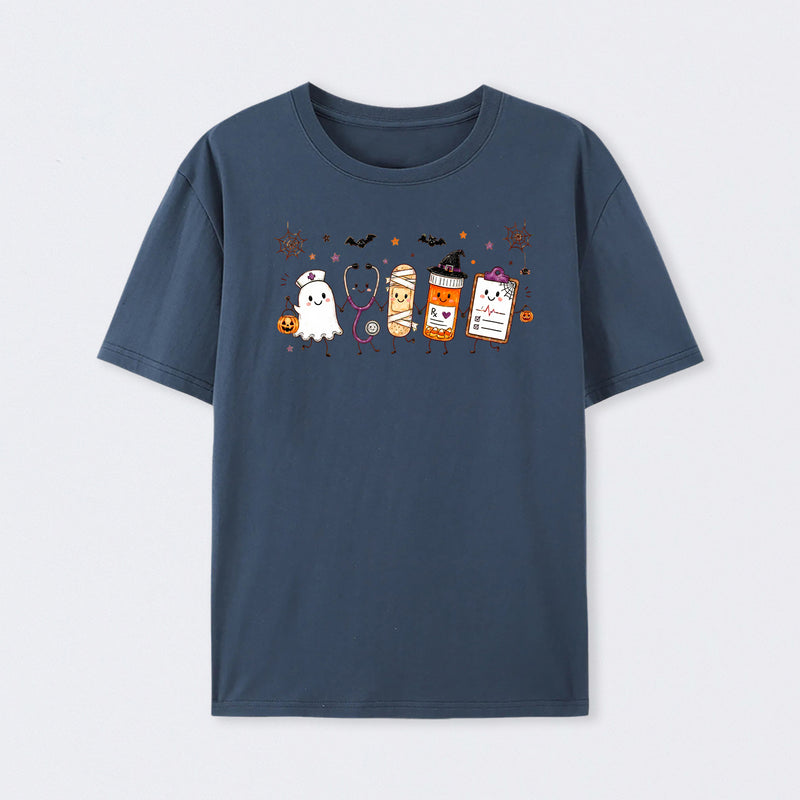 Halloween Nurse Doodle Ghost Nurse Life T-Shirt