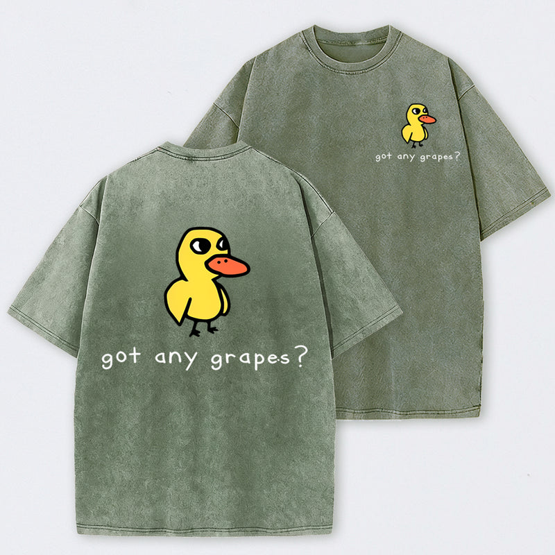 Retro Vintage Eat Grapes Duck Washed T-Shirt